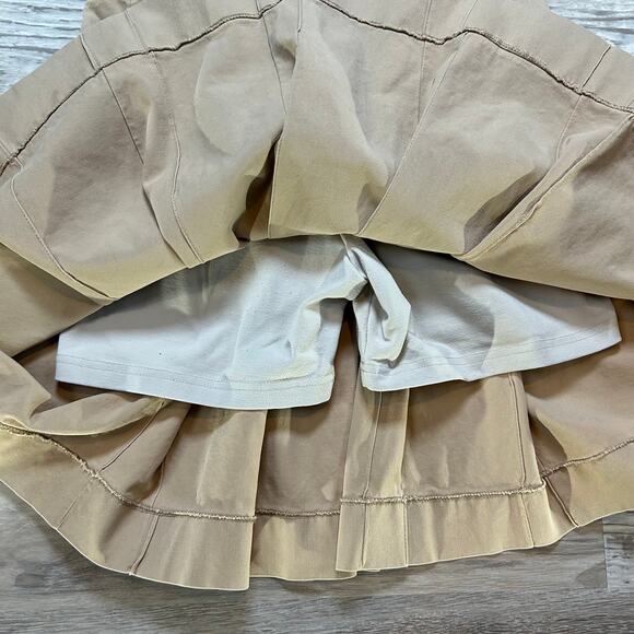 VTG Pleated Khaki Skort Built-In Shorts Mini Skirt Y2K Preppy Tenniscore Beige - Picture 3 of 6